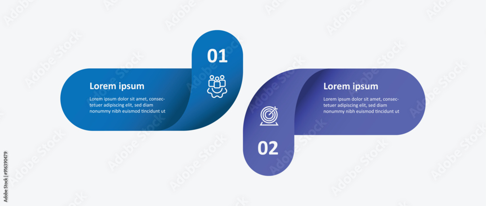 Poster Design template infographic vector with 2 step paper style can be used for workflow, business presentation and web graphic design 