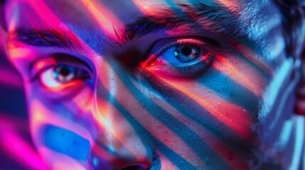 Naklejka premium portrait of a man in neon colors