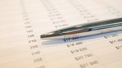 Obraz premium financing and budget plan document with pen closeup