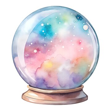 recommend clip art: Colorful Watercolor Crystal Ball with Galaxy Inspired Design