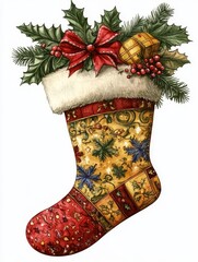 Christmas Stocking with Festive Decorations
