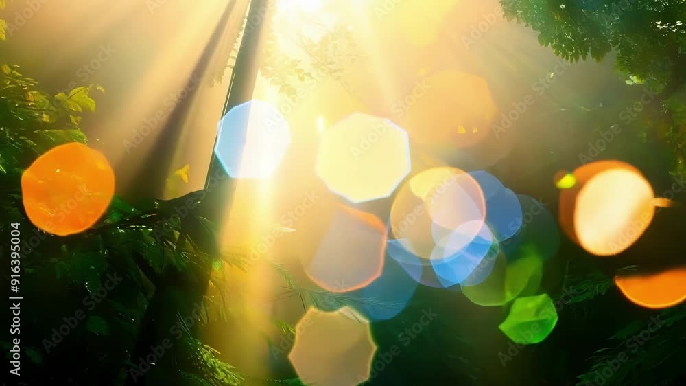 Poster a kaleidoscope of colors as the suns rays reach the rainforest floor and create a shimmering effect 