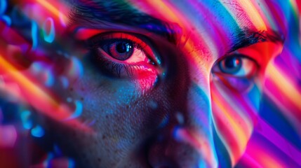 portrait of a man in neon colors