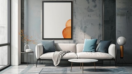 Nordic or American design room with framed text background