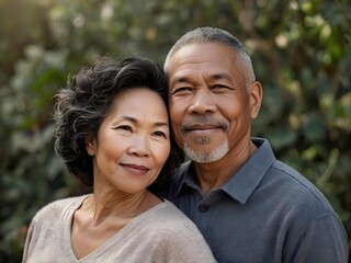 Obraz premium Portrait of a couple of black man from Africa and white woman from Asia, individuals of different races