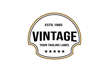 Vintage Retro Stamp Label Logo Design, Vintage Frame Logo. Antique Label.