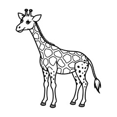 Giraffe Vector Illustration - Cartoon Clipart and Line Art Design