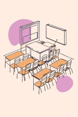 Classroom Scene illustration