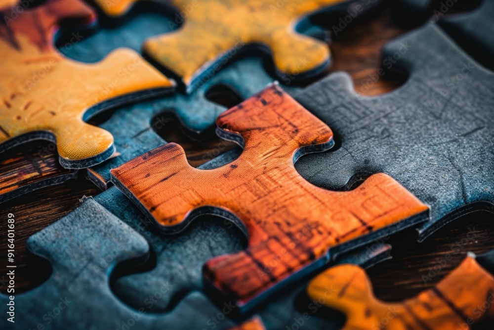 Poster close-up of puzzle pieces fitting together, representing unity and collaboration