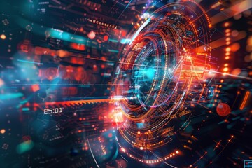 Obraz premium Abstract digital illustration of futuristic technology, representing creative innovation