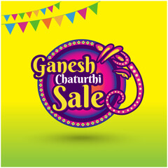 Ganesh Chaturthi Sale Logo Design Vector Template. Retail sale, Advertising, Promotional, Special Offers, Marketing Logos