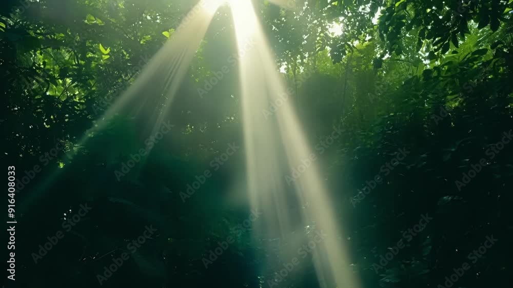 Poster from dark and shadowy paths emerge sparkling pockets of light where the suns rays have found their w