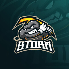 Storm mascot logo design vector with modern illustration concept style for badge, emblem and t shirt printing. Angry storm illustration for sport and esport team.