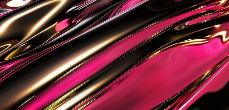 Abstract Background, metallic accents in gold blending into a palette of hot pink and jet black
