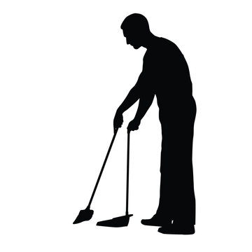 recommend clip art: Silhouette of a janitor