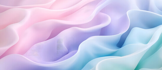 Obraz premium A soothing abstract composition featuring flowing, undulating lines in soft pastel colors of pink, blue, and lavender. The delicate waves and gradient shades evoke a sense of calm and tranquility