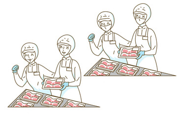 スーパーの精肉売り場のスタッフ © 小松