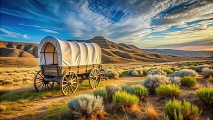 Pioneer wagon on the Oregon Trail, USA, pioneer, wagon, Oregon Trail, USA, historic, travel, exploration
