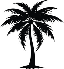 coconut palm tree silhouette, Print, vector
