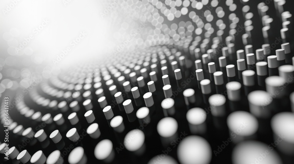 Poster simple circular dot pattern on a white background.