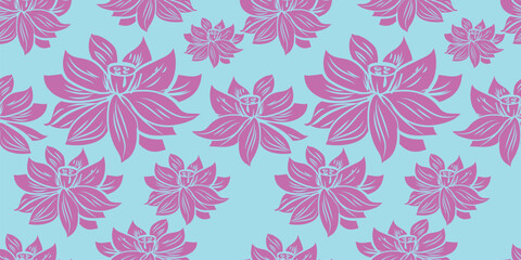 Seamless Pattern with Floral Motifs. Endless Texture with Flowers, Leaves etc. Natural Background in Doodle Line Style. Coloring Book Page. Contour Illustration. Abstract Art