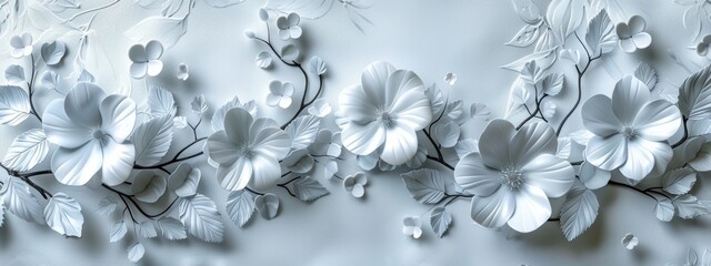 Minimalist paper cut-out floral design on a white background.