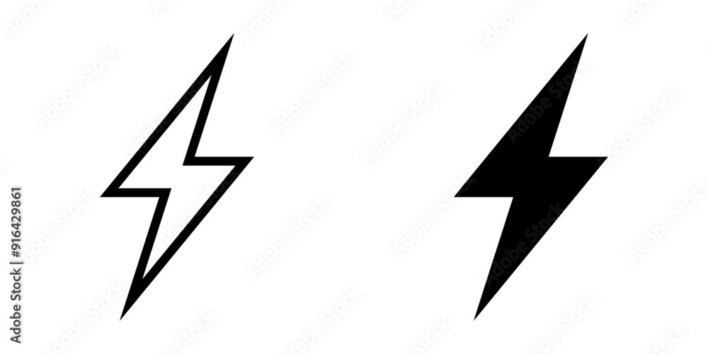 Fototapete ofvs688 OutlineFilledVectorSign ofvs - flash lightning bolt . vector icon . isolated transparent . outline and filled version . AI 10 / EPS / PNG . g12034