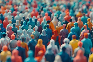 Obraz premium Abstract visualization of event crowd with diverse people, representing inclusivity and community