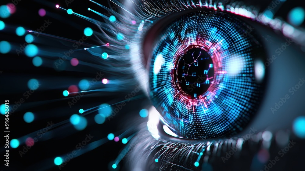 Poster utilizing iris scanning technologies for biometric security