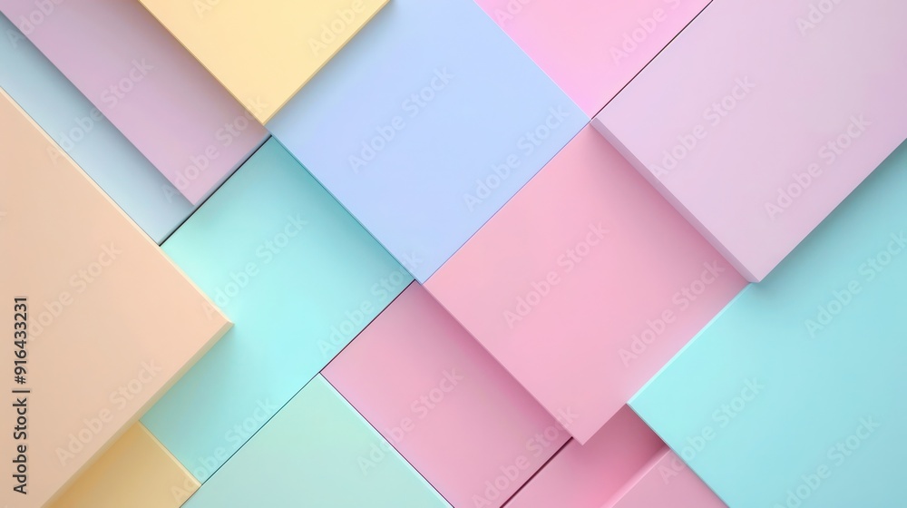 Aufkleber abstract background, pastel color blocks arranged in a minimalist pattern, clean lines and soft edge