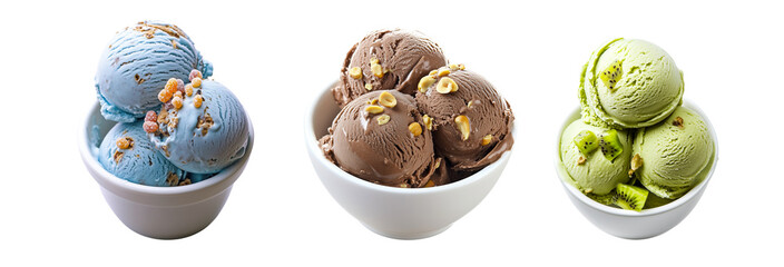 Ice cream scoop collection set isolated transparent