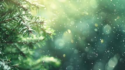 Snowy Evergreen Branch in a Winter Wonderland