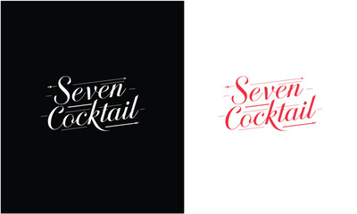 Vintage logotype seven Cocktail logo design vector. alcohol drink icon. Seven logo design, Seven cocktail, cocktail glass vector retro design template.