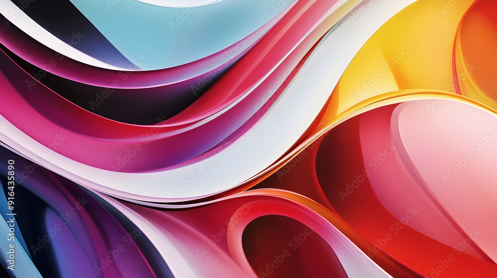 Poster modern abstract image with sleek curving lines in vibrant colors