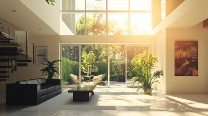 Fototapeta premium Contemporary Residential Setting. Current Interior Aesthetics. Generative AI.