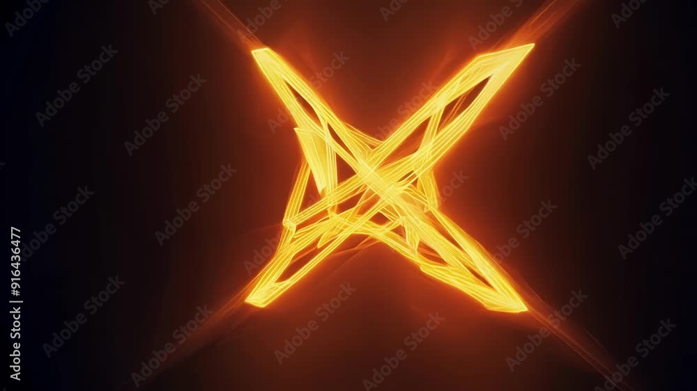 Poster the geometric precision of neon orange arrows blending together to create an abstract and eyecatchin