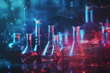 Abstract concept of laboratory research with scientific formulas and equations, symbolizing scientific exploration