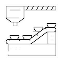 food packaging line line icon vector. food packaging line sign. isolated contour symbol black illustration