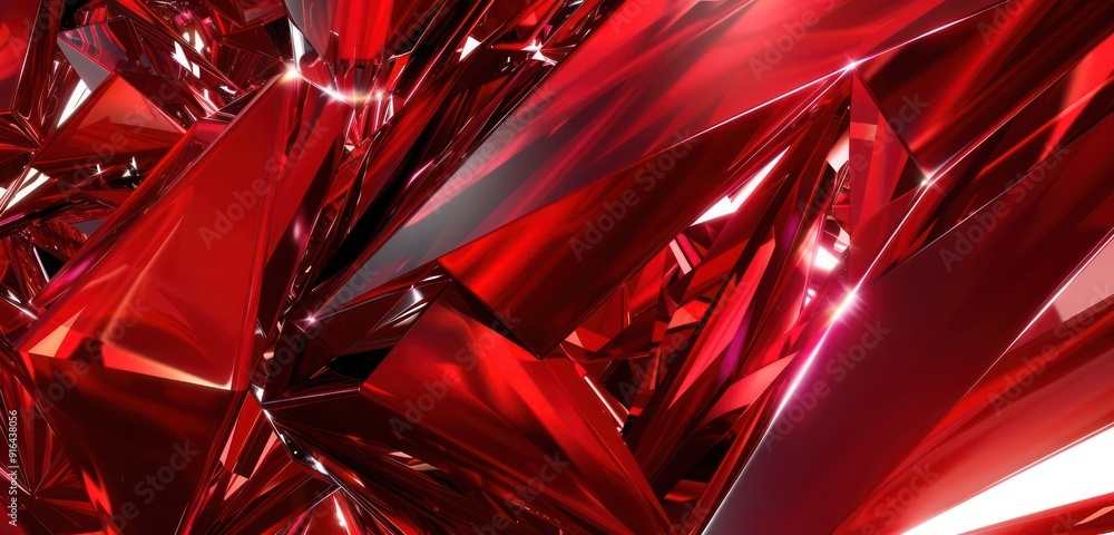 Poster abstract background, rich ruby red with bold, dynamic shapes