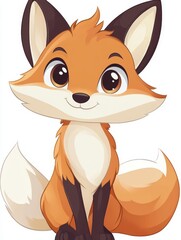 Fototapeta premium Cute Cartoon Fox with Big Eyes