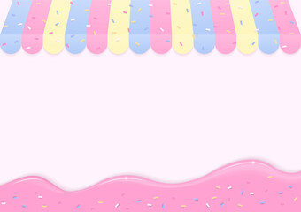 Bakery shop and pink liquid background