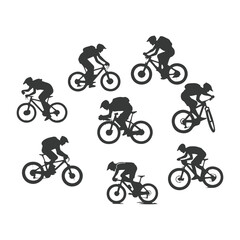 Bicycle icon. Bicycle race symbol. Cycling race flat icon. Cyclist sign. Road Cyclist Silhouette. sports, riders silhouettes cycling silhouette 
