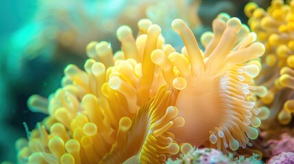 Close-up of a Yellow Sea Anemone in its Underwater Habitat