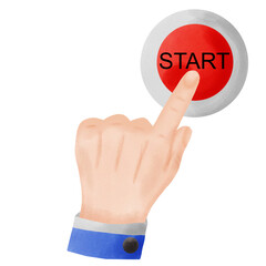 hand pushing Start button