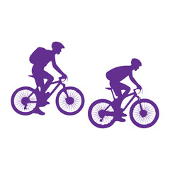 Fototapeta premium Bicycle icon. Bicycle race symbol. Cycling race flat icon. Cyclist sign. Road Cyclist Silhouette. sports, riders silhouettes cycling silhouette 