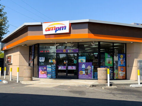 Am Pm convenience store entrance.