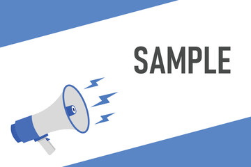 sample button, banner, label, template for website. sample text with colorful megaphone icon
