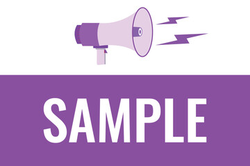 sample button, banner, label, template for website. sample text with colorful megaphone icon
