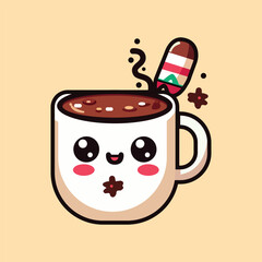 Christmas kawaii Hot Mexican Hot Chocolate Coffee cup flat icon