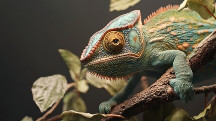 Obraz premium Close-up of chameleon on branch, 